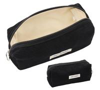 1 Pcs Trousse à Crayons en Velours Côtelé,Trousse Scolaire Velours Cotelé,Trousse à Crayons avec Fermeture Éclair,Grande Trousse de Papeterie,Fournitures Scolaires Et De Bureau pour Étudiants(Noir)