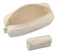 1 Pcs Trousse à Crayons en Velours Côtelé,Trousse Scolaire Velours Cotelé,Trousse à Crayons avec Fermeture Éclair,Grande Trousse de Papeterie,Fournitures Scolaires Et De Bureau pour Étudiants(Blanc)