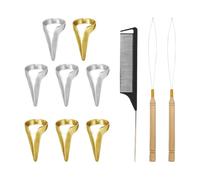 1 Peigne, 8 Doigtiers À Tresser Et 2 Crochets, Outils De Tressage De Cheveux, Outils De Coiffure, Accessoires De Coiffure