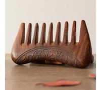 1 peigne à cheveux en bois de santal naturel de poche à dents larges