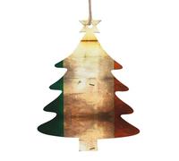 1 pendentif drapeau irlandais rétro en bois en forme de sapin de Noël pour décoration d'arbre, de mur et de porte - Style vintage