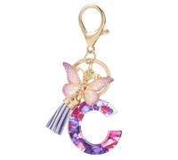 1 pendentif en forme de lettre majuscule en résine bleue et violette avec fermoir pour sac à main, portefeuille, sac à dos, porte-clés, ornement à suspendre
