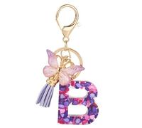 1 pendentif en forme de lettre majuscule en résine bleue et violette avec fermoir pour sac à main, portefeuille, sac à dos, porte-clés, ornement à suspendre