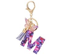 1 pendentif en forme de lettre majuscule en résine bleue et violette avec fermoir pour sac à main, portefeuille, sac à dos, porte-clés, ornement à suspendre