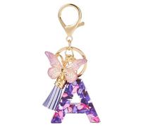 1 pendentif en forme de lettre majuscule en résine bleue et violette avec fermoir pour sac à main, portefeuille, sac à dos, porte-clés, ornement à suspendre