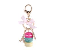 1 Pendentif Porte-clés Coloré En Alliage Forme Macaron Tour Eiffel Pour Voiture Décoration Sac (rose rouge)