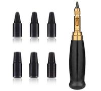 1 perforatrice automatique en cuir avec 6 pointes de perforation 1,5/2/2,5/3/3,5/4 mm pour cuir, joint de bracelet, ceinture, chaussure, tissu (noir)