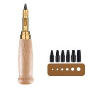 1 perforatrice japonaise réglable, outil de poinçonnage de précision pour cuir avec 6 pointes de perforation de 1,5/2/2,5/3/3,5/4 mm pour poinçonnage du cuir, loisirs créatifs, couture