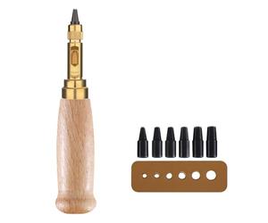 1 perforatrice japonaise réglable, outil de poinçonnage de précision pour cuir avec 6 pointes de perforation de 1,5/2/2,5/3/3,5/4 mm pour poinçonnage du cuir, loisirs créatifs, couture