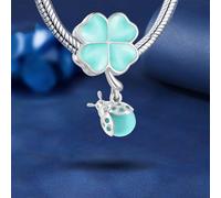 1 perle argentée en forme de U en forme de feuilles vertes porte-bonheur | Assortiment de tenues quotidiennes et de bracelets, décorations de Noël, breloques pour la fabrication de bijoux