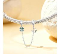 1 perle argentée en forme de U en forme de feuilles vertes porte-bonheur | Assortiment de tenues quotidiennes et de bracelets, décorations de Noël, breloques pour la fabrication de bijoux