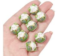 1 perle en céramique peinte à la main, porte-bonheur et richesse, motif chat, perles uniques en vrac, idéale pour la création de bijoux faits main (bracelet, collier, accessoire) - style 4-15x14,0 m