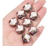 1 perle en céramique peinte à la main, porte-bonheur et richesse, motif chat, perles uniques en vrac pour la création de bijoux faits main (bracelet, collier, accessoire) - 15 x 14 mm