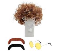 1 Perruque Bou Dorée, 2 Barbe Et 1 Lunettes, Accessoires De Jeu De Rôle, Décoration De Style Hip Hop Rock, Adaptée Aux Fêtes De Mascarade, Soirées À Thème.