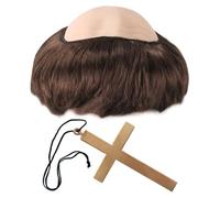 1 Perruque Chauve, 1 Chaîne Croisée, Accessoires De Maquillage De Scène, Cheveux De Moine De Simulation, Costumes De Jeu De Rôle, Accessoires De Jeu De Rôle, Forme De Croix Rétro.
