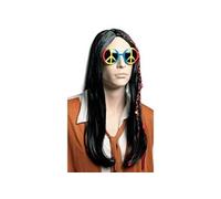 1 Perruque noire adulte avec cheveux lisses et tresses Hippie REF/68604 Accessoire de déguisement - Marque ptit clown