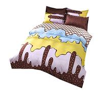 1 Personne 135x200cm Vert Cactus Fille Garçon Parures de Lit avec Taie d'oreiller, Tropical Feuille Animal Cerf Noir Blanc Marron Housse de Couette (Moderne, 4 Pièces/135x200cm)