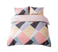 1 Personne 140x200cm Coton Rose Noir Housse de Couette avec 1 Taie d'oreiller, Marbre Gris Blanc Géométrique Housse de Couette 3D Animal Baleine, Fille Garçon Parures de Lits (Rose bleu Jaune)