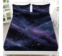 1 Personnes Lit Drap Housse Microfibre 140x190x30 cm Ciel éToilé De RêVe Et Mer Draps Housses Doux Élastique Violet pour Matelas Epais - Respirant - Convient à Toutes Les Saisons