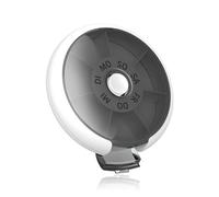 1 petite boîte à médicaments portable, boîte à pilules pour 7 jours, boîte à pilules ronde, mini boîte à pilules avec séparateurs, adaptée pour le stockage des comprimés et des pilules (noir)