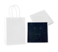 1 petite boîte cadeau avec couvercle + 1 sac à main vertical, emballage cadeau, boîte cadeau, mini sac cadeau, convient pour ranger des bijoux ou offrir des cadeaux (blanc)