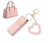 1 petite trousse à rouge à lèvres - Petite trousse de maquillage - Organiseur de rouge à lèvres - Portable - En cuir synthétique - étui à rouge à lèvres élégant avec pendentif d'amour pour rouge