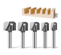 1 pièce 1/4" 1/2" mandrin double arc rainure fraise à fond rond, machine de gravure, machine de découpage, outil de travail du bois(5PCS 6.35 Shank SET)