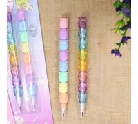 1 pièce 1 carte 2 pièces Set Crayon mécanique de bloc de construction étudiant, sans besoin de taille-crayon, petit cadeau de rentrée scolaire, essentiel pour l'étude, les fournitures de bureau et d'a