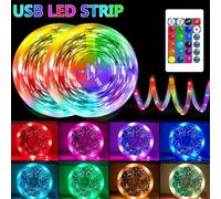 1 pièce 1 m, 2 m, 3 m, 5 m, 10 m, 15 m, 20 m [2 rouleaux de 10 m] Bandes lumineuses LED, Lumières changeant de couleur pour la décoration de la pièce, Ruban LED RVB avec télécommande sans fil, Couleur