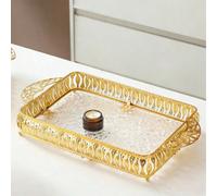 1 pièce/1 set Plateaux modernes et élégants de style moyen-oriental, plateaux décoratifs rectangulaires - polyvalents, anti-ternissement, en alliage métallique, plateaux de service rectangulaires pour