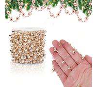 1 pièce (10 m) Chaîne de guirlande de perles de faux perle, Perles en plastique sur rouleau, Pour décoration de Noël et de mariage DIY, Sapin de Noël suspendu, Décoration d'intérieur/extérieur, Chemin