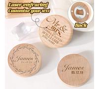 1 pièce/10 pièces/30 pièces Ouvre-bouteille magnétique en bois personnalisé, cadeau de mariage aimant pour réfrigérateur, cadeau de fête de mariage personnalisable pour les invités, cuisine maison, bo