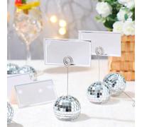 1 pièce/10 pièces Décorations de Noël et du Nouvel An Porte-cartes de visite boule disco argentée Décoration de mariage Porte-photo Boule miroir de bureau Porte-numéros Ornements Décorations de Noël 1