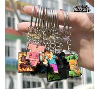 1 pièce/10 pièces Porte-clés pendentif en caoutchouc souple PVC Minecraft aléatoire, décoration suspendue en métal de haute qualité Ins, convient pour les clés, la papeterie scolaire, les sacs et dive