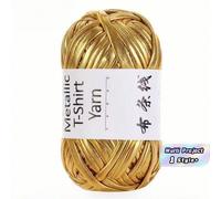1 pièce 100g Fil à tricoter en polyester durable, texturé, tissé. Fil d'or DIY pour artisanat, tissage de sacs, tapis, coussins, projets de crochet, décoration de la maison, fournitures d'art, matérie