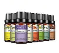 1 pièce 10ml/0,33fl.Oz Huiles essentielles pour diffuseurs, humidificateurs, aromathérapie, massage, bain, relaxation, lavande, jasmin, eucalyptus, vanille, menthe poivrée, santal, encens, orange douc
