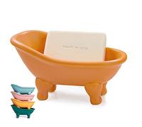 1 pièce 14,2 cm Céramique colorée Mini Porte-savon en forme de baignoire avec griffe Décoratif Petit Pot à maquillage Organiseur pour hamster (Orange)