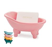 1 pièce 14,2 cm Céramique Mini Porte-savon en forme de baignoire Décoratif Petit Planteur Organisateur de Maquillage Conteneur pour Hamster (Rose)