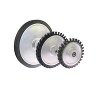 1 pièce 150-350 * 25 mm Roue de contact en caoutchouc for ponceuse à bande Pièces Ensemble de bandes abrasives(Grooved rubber,6201 INSTALLED 12_300X25MM)