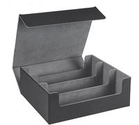 1 Pièce 1800+ Game Card Deck Case Box Pour Cartes À Collectionner Boîte De Rangement De Cartes Magnétique Top Side-Loading,Noir+Gris