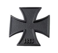 1 pièce 1813 Emblème de voiture en forme de croix de fer 3D en métal autocollant commémoratif personnalisé pour décoration de corps et queue (noir)
