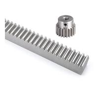 1 pièce 1Mod 1 Module crémaillère en acier 10 * 10 * 100-700 mm + 1 pièce 1M 12/14/15/16/17 dents pignon 45 engrenage en acier engrenage métallique pour pièces CNC (1M-10x10-200mm,1M15Thole5mm)