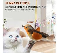 1 pièce/2 pièces/3 pièces Jouet pour chat - Petit oiseau piaillant réaliste, s'amuse seul pour soulager l'ennui, jouets interactifs pour chats avec oiseau en peluche grinçant et simulé, avec plumes ar