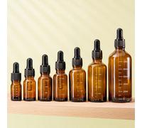 1 pièce/2 pièces Bouteille compte-gouttes en verre ambré 5 ml-100 ml avec échelle de mesure, flacon rechargeable pour huiles essentielles, parfum, sérum, convient pour les cheveux et les huiles essent
