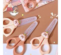 1 pièce/2 pièces Ciseaux en plastique mignons de capybara, couleur aléatoire, ensemble de bureau de papeterie, petit couteau à bout rond, petits ciseaux en acier inoxydable, ciseaux décoratifs DIY, co