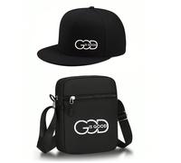 1 pièce/2 pièces Ensemble de casquette de baseball unisexe et sac bandoulière avec impression graphique "DIEU EST BON", mode streetwear, sports de plein air, casquette à bord plat réglable et sac à ép