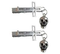 1 Pièce/2 Pièces Épingles À Cheveux Croisées Avec Pendentif Tête De Mort Pince À Cheveux Pour Fille Adolescente Été Printemps Queue De Cheval Côté Festival Barrettes La