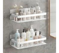 1 pièce/2 pièces Étagère de douche murale, grande capacité renforcée, en plastique, sans perçage requis pour l'installation, étagère de douche autocollante, étagère flottante pour salle de bain et cui