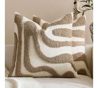 1 pièce/2 pièces Housses de coussin bohème moderne style japonais Wabi-Sabi, texture ondulée courbe abstraite 3D brodée beige/crème neutre, housses de coussin décoratives pour canapé, salon, chambre à