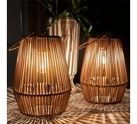 1 pièce/2 pièces Lampe solaire pendante, Lampe suspendue en rotin tressé à la main, Éclairage de camping, Décoration de jardin extérieur, Suspension en rotin et décoration supérieure, Style bohème, Ca